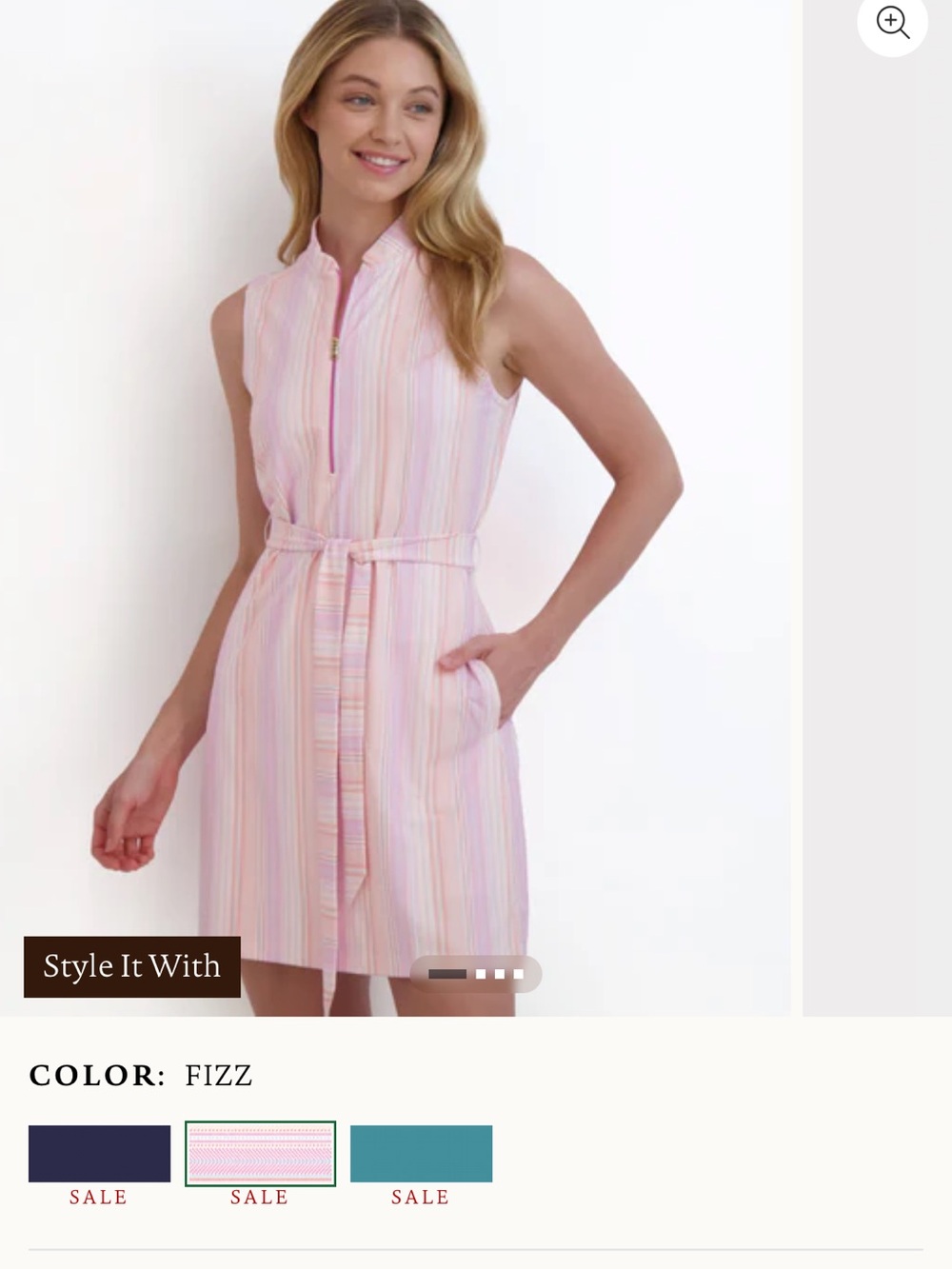 New Fairway & Greene Linley Pink and White Striped Dress with Zip Detail Golf